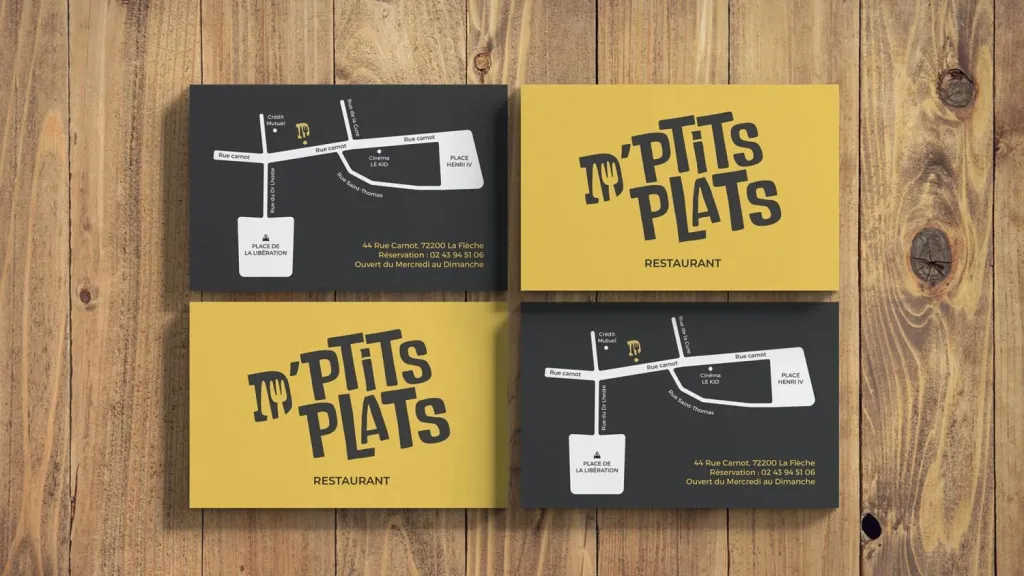 carte de visite du restaurant d'ptits plats