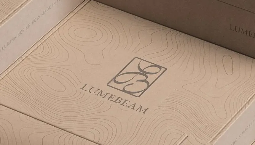 Identité visuelle Lumebeam – Logo et branding pour luminaires en bois